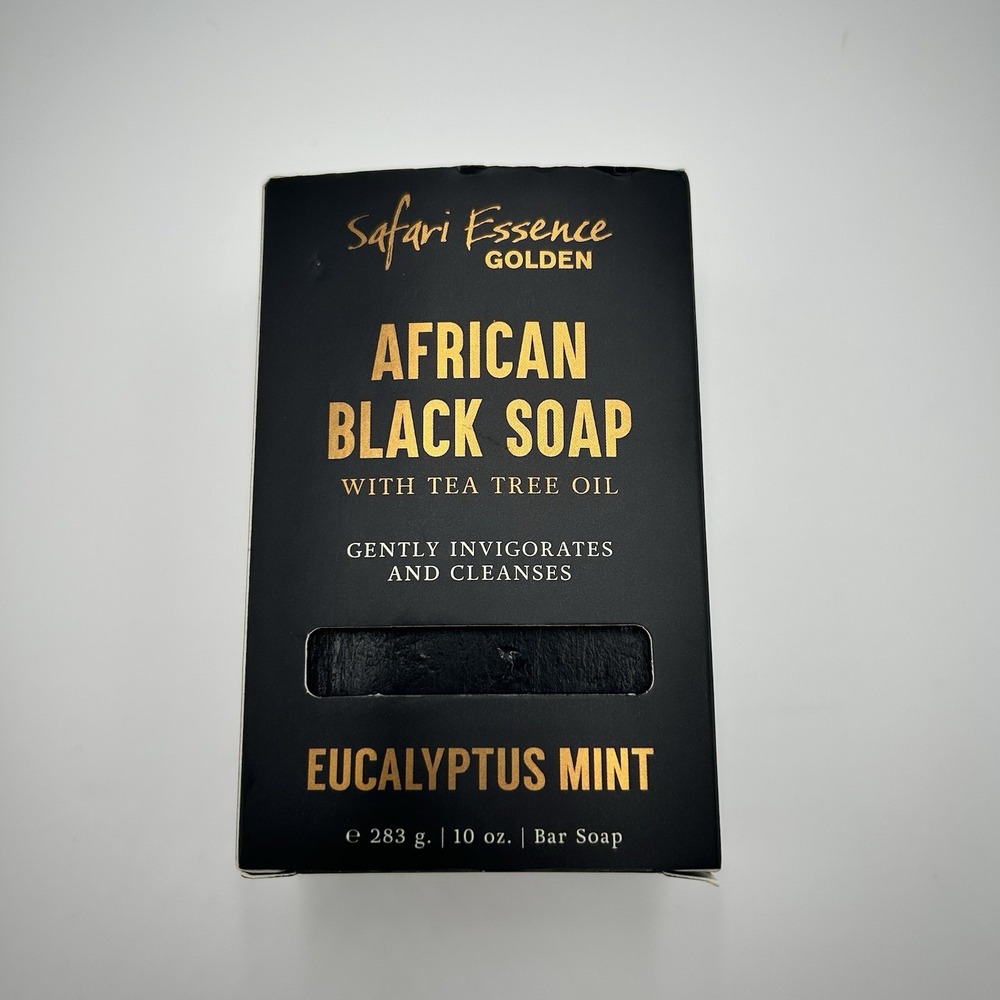 Safari Essence Golden - Eucalyptus Mint African Black Soap‎ Bar - 10 oz.
